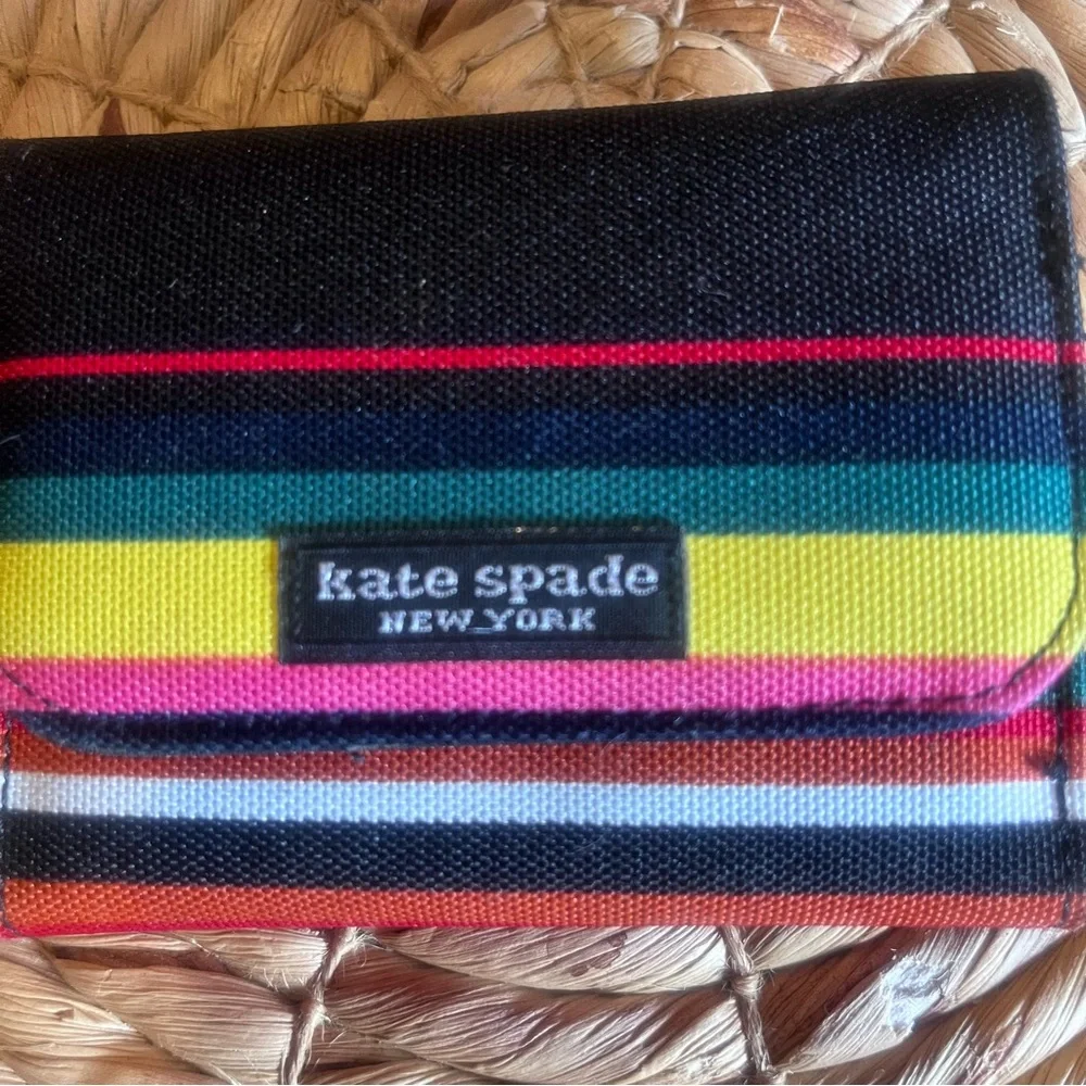 Kate Spade New York Rainbow Stripe Nylon Wallet Snap Closure